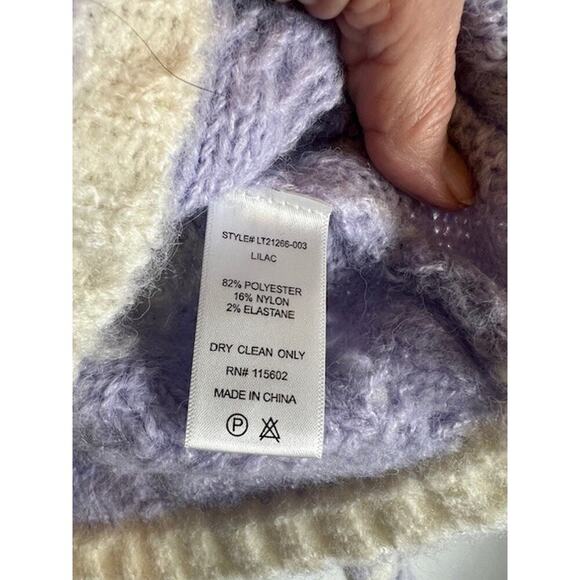 Lush Sweater Cropped XS Fair Isle Boxy Oversized Bell Sleeve Lilac - Picture 5 of 8
